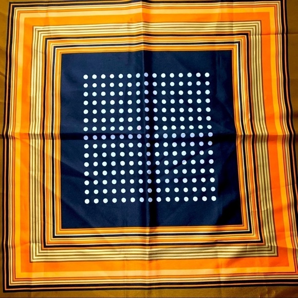 Contemporary Square orange brown polka dot stripe scarf - Picture 1 of 3